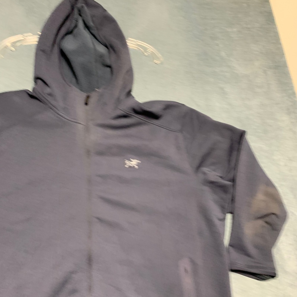 Arcteryx Kyanite Hooded Jacket Mens Navy Blue Long Sleeve Pockets Logo Full Zip - Picture 4 of 13